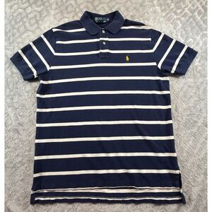 Vintage 90s Polo Ralph Lauren Preppy Striped Mens Large Grunge Polo Shirt Faded